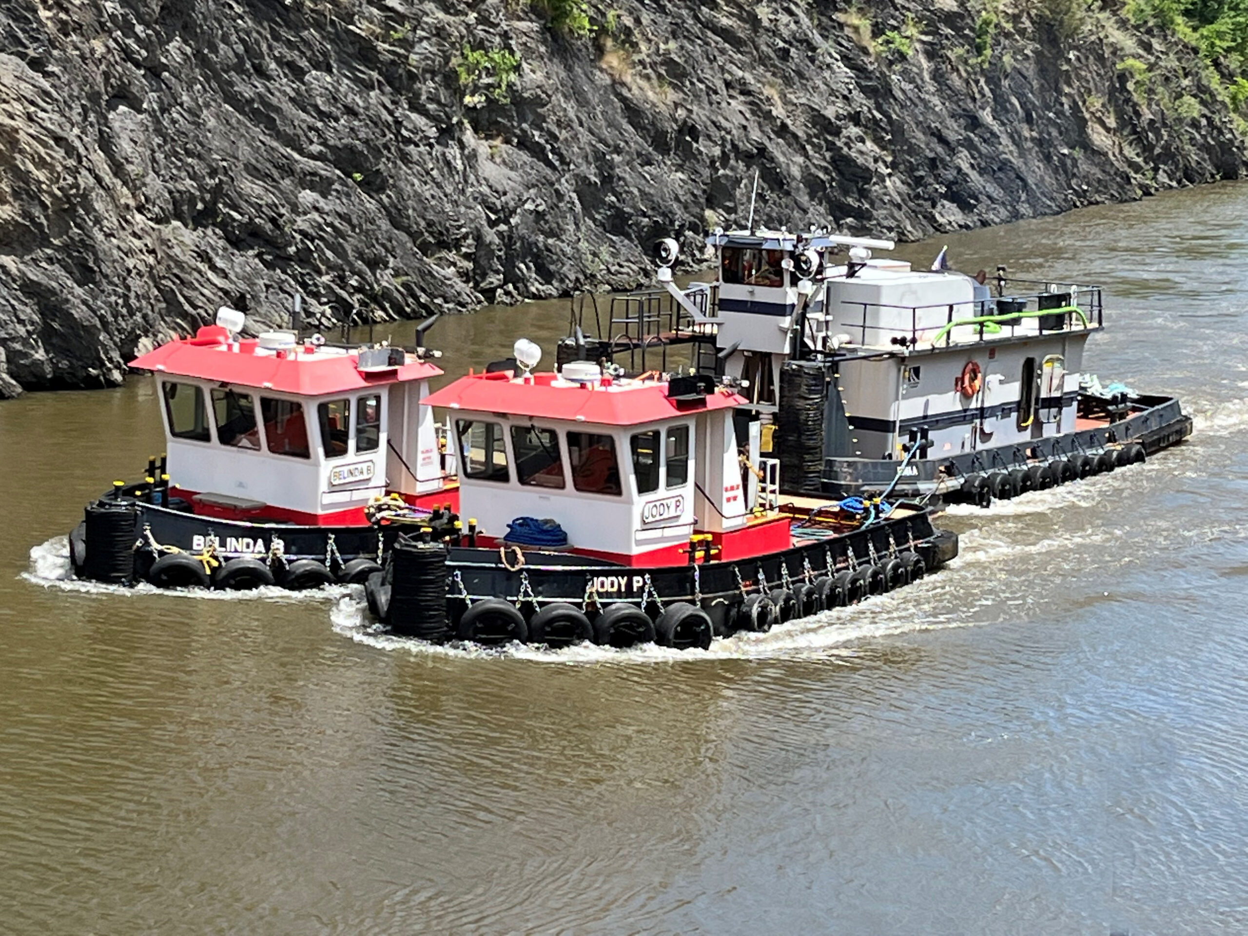 Edna A with Weeks bow tugs