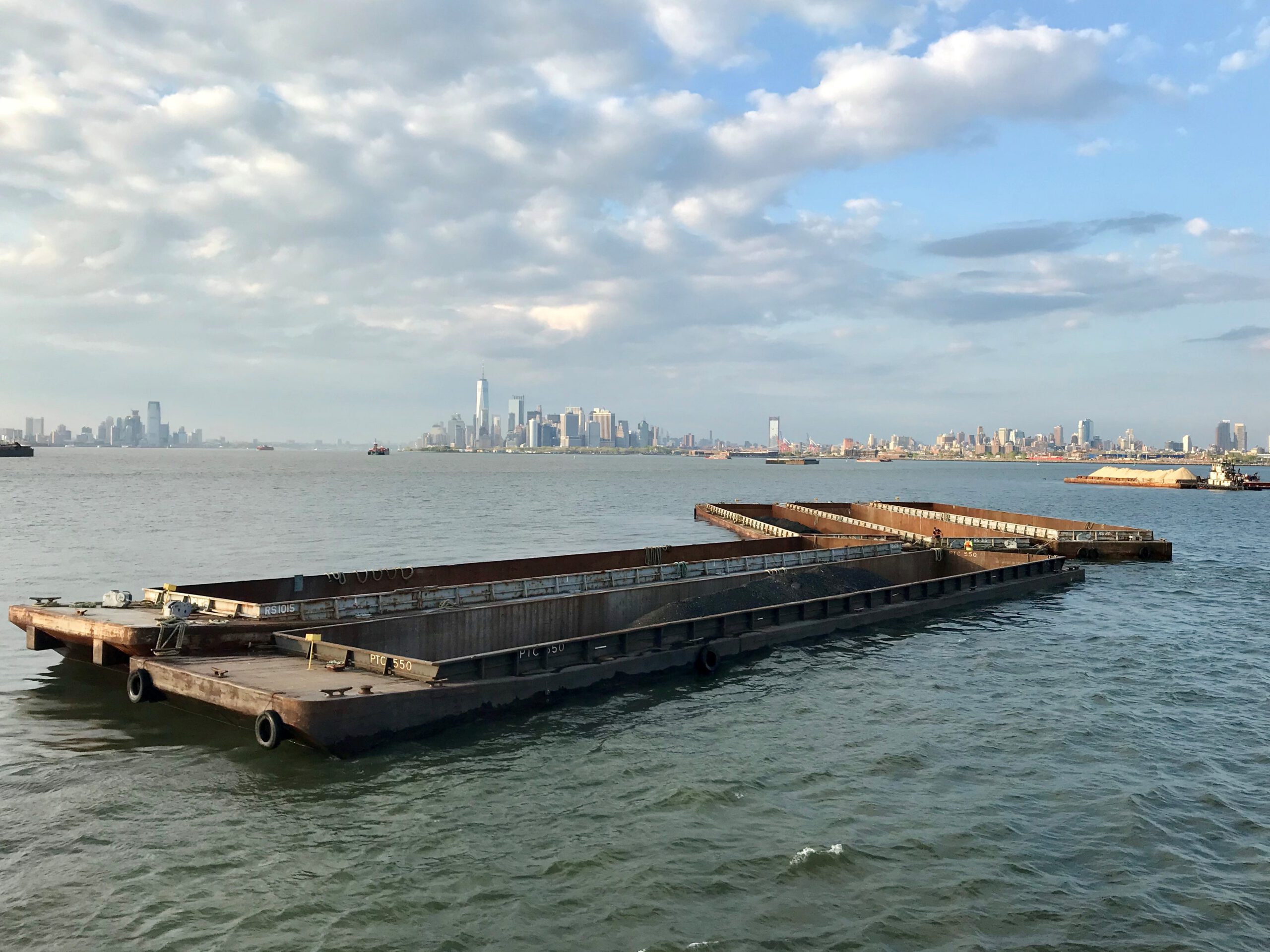 Barge mooring operations on the water