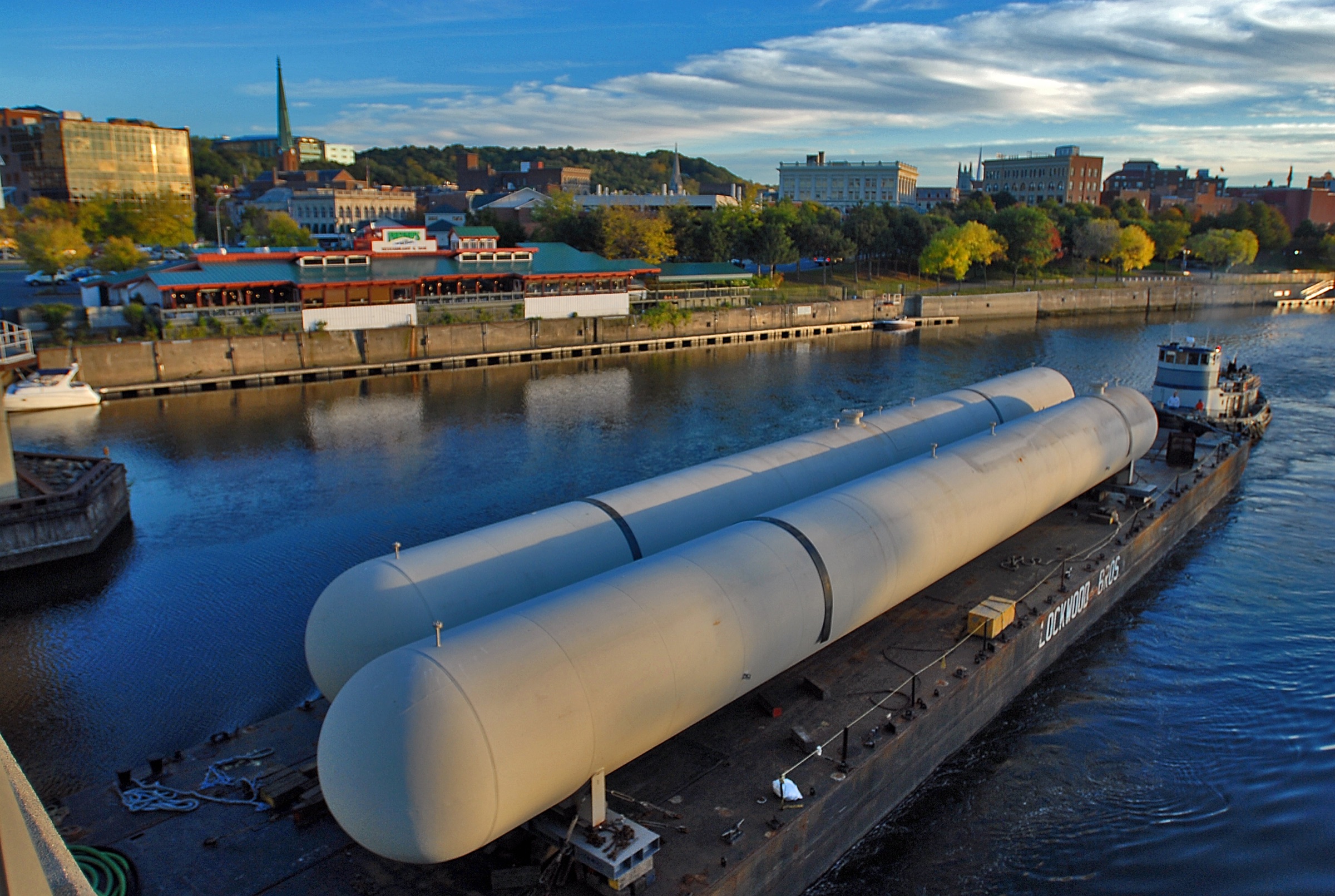 Project cargo: tanks loaded on a deck barge